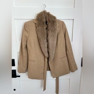Banana Republic Wool Blazer w/ Faux Fur Trim